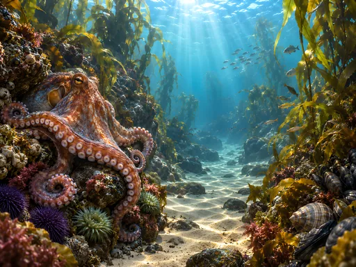 Octopus in a Kelp Garden — Animals & Wildlife wallpaper
