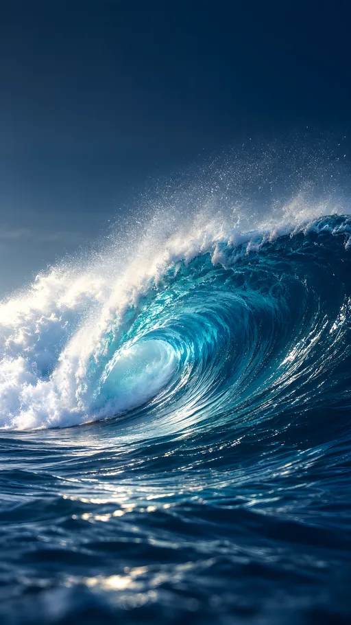 Cobalt Wave Curl — Nature & Landscapes wallpaper