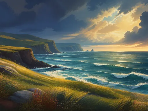 Wide 2D Animated Coast — Art & Illustration Galaxy Fold wallpaper