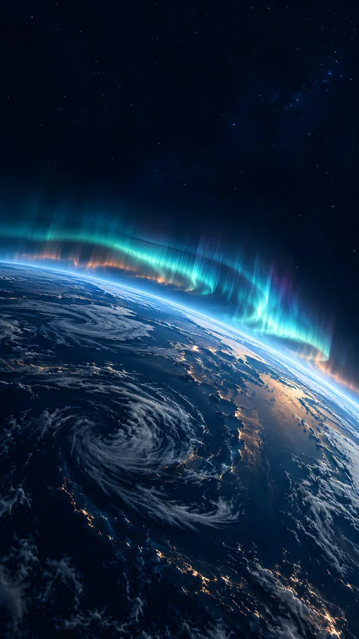 Aurora Over a Blue World — Space wallpaper