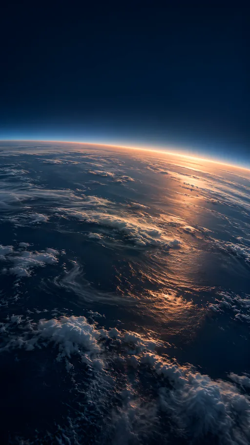 Copper Band Over a Dark Ocean — Space wallpaper