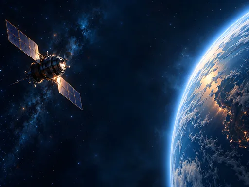 Satellite and Blue Horizon — Space wallpaper