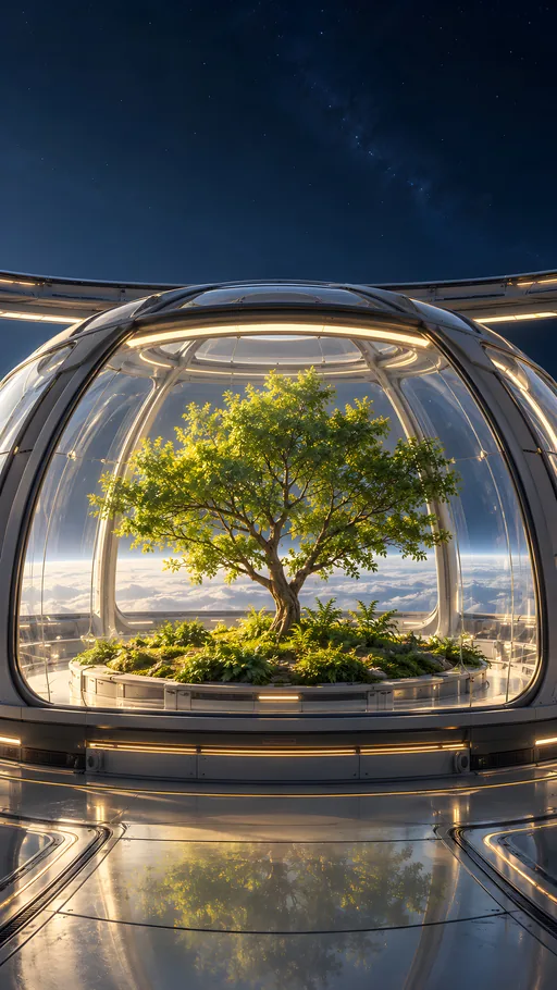 Tree Under Orbital Glass — Technology wallpaper