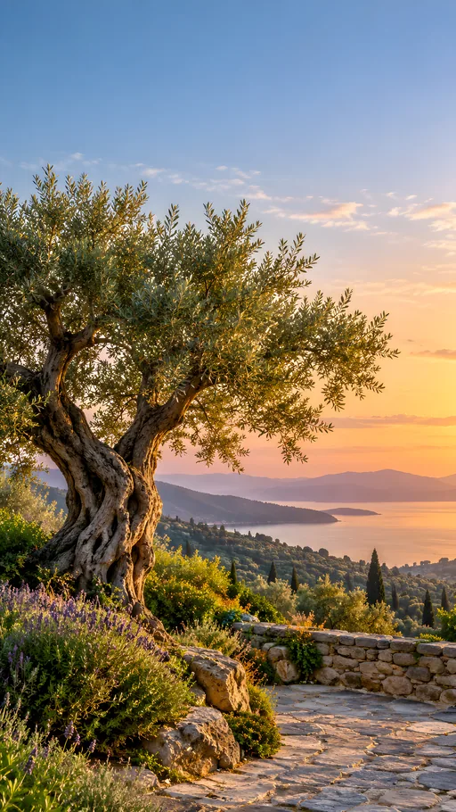 Old Olive Trunk on the Terrace — Nature & Landscapes wallpaper