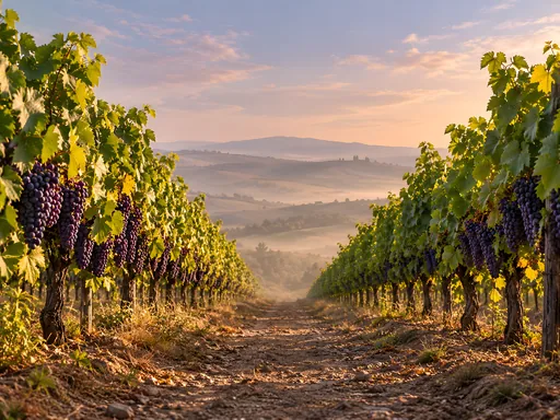 Vineyard Banks and an Earthen Aisle — Nature & Landscapes wallpaper