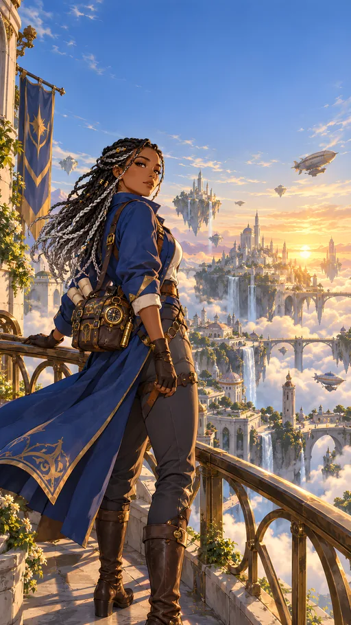 Sky Courier Above a Floating City — Anime wallpaper