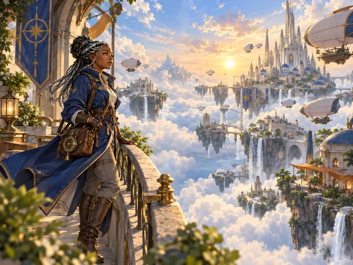 Sky Courier Above a Floating City — Anime wallpaper
