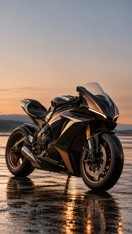 Sport Motorcycle on Wet Tarmac — Cars & Vehicles phone wallpaper