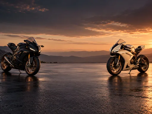 Two Race Bikes at Sunset — Cars & Vehicles Galaxy Fold wallpaper
