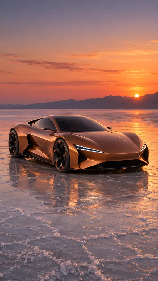 Copper Concept Car on a Salt Flat — Cars & Vehicles phone wallpaper