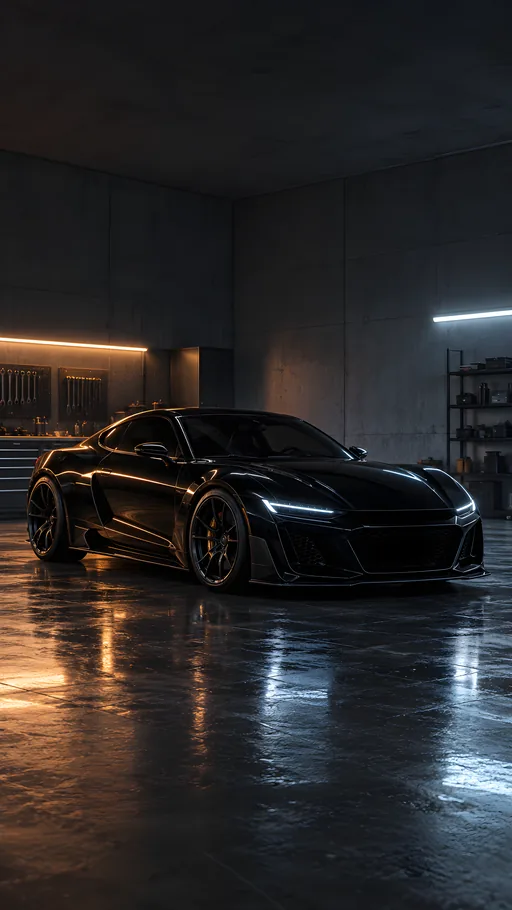 Black Coupe in the Workshop — Cars & Vehicles phone wallpaper