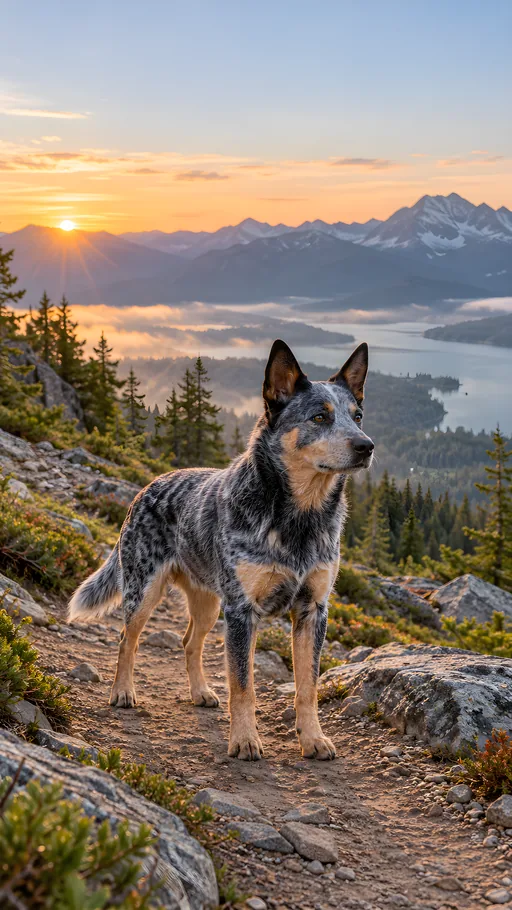 Cattle Dog on a Mountain Trail — Pets wallpaper