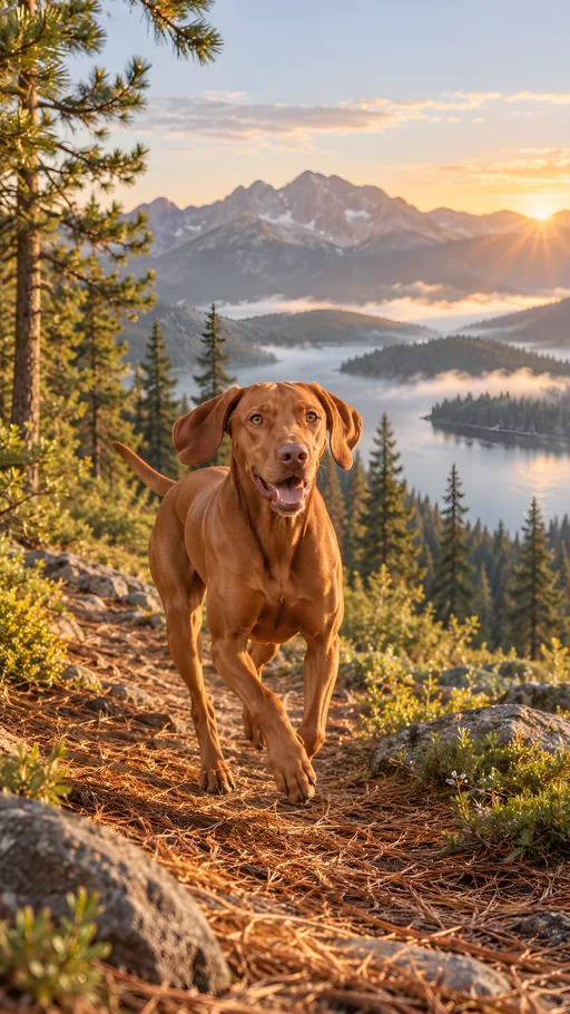 Vizsla Running Through the Pines — Pets wallpaper