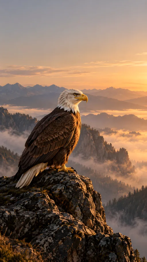 Eagle on a Dark Ledge — Animals & Wildlife wallpaper