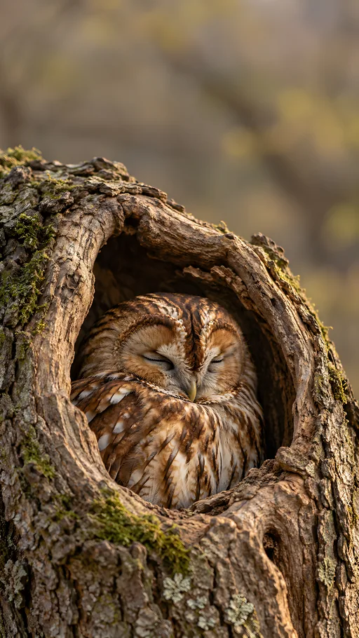 Tawny Owl in a Tree Hollow — Animals & Wildlife wallpaper