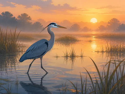 Calm Heron Wading — Animals & Wildlife Galaxy Fold wallpaper