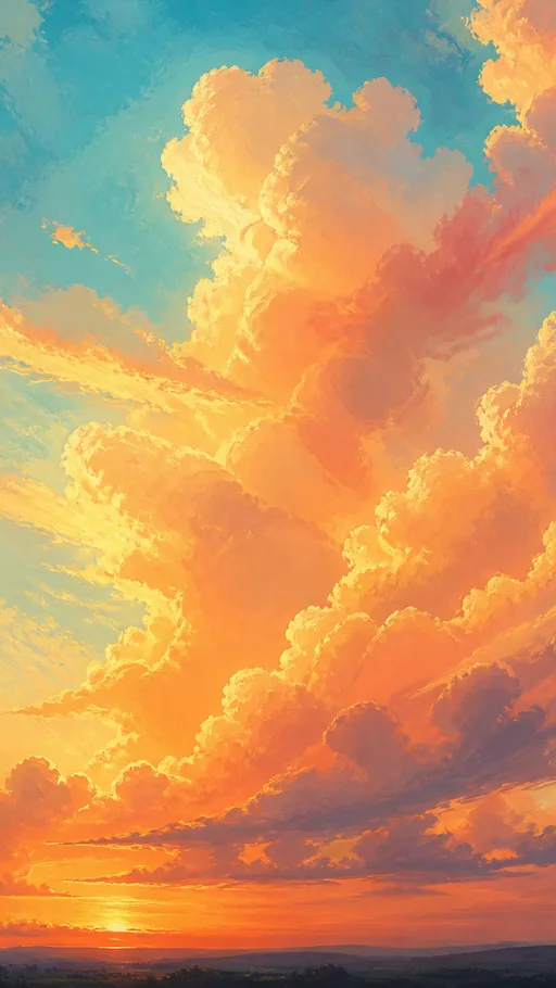 Towering Peach And Gold Sunset Clouds — Nature & Landscapes wallpaper