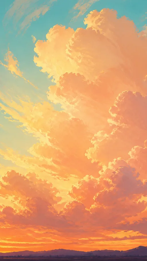 Towering Peach And Gold Sunset Clouds — Nature & Landscapes wallpaper
