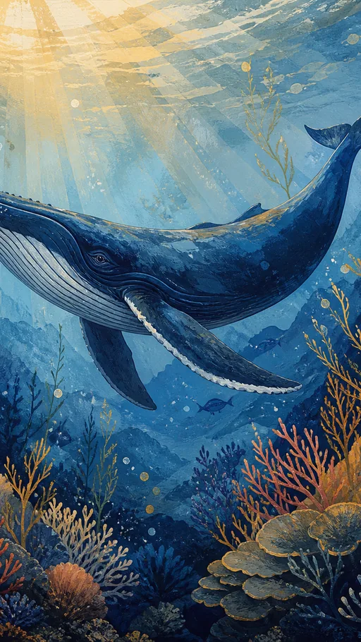 Stylized Whale Gliding — Nature & Landscapes wallpaper