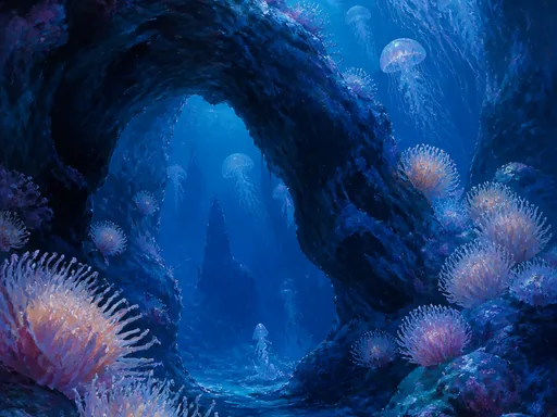 Deep Sea Grotto Painted — Nature & Landscapes Galaxy Fold wallpaper