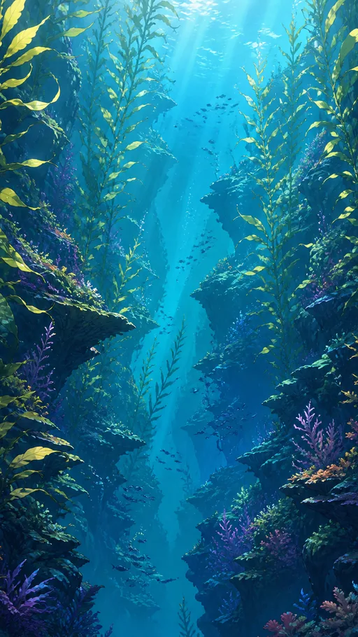 Tall Underwater Canyon Filled — Nature & Landscapes wallpaper