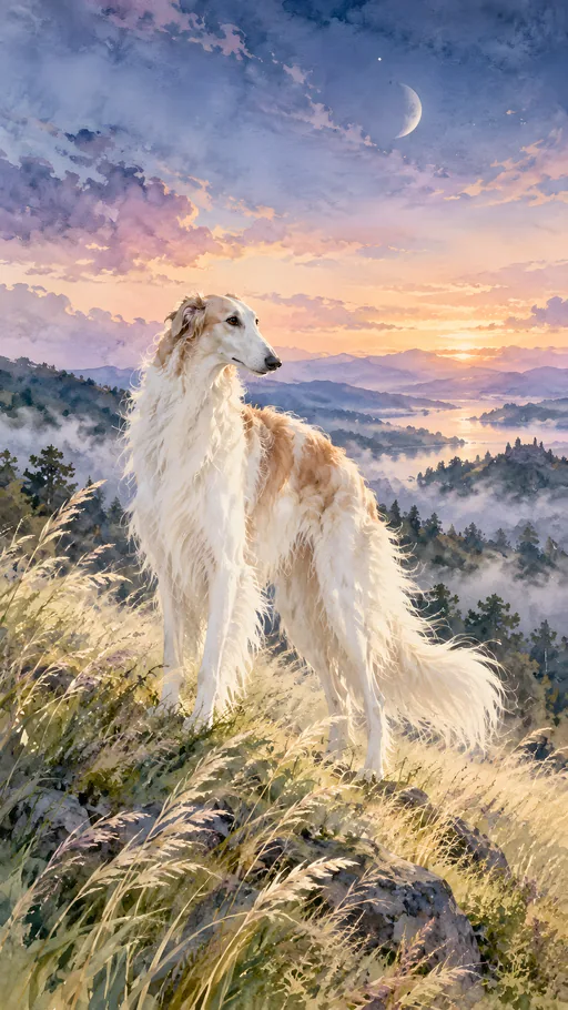 Watercolor Borzoi in the Wind — Pets wallpaper