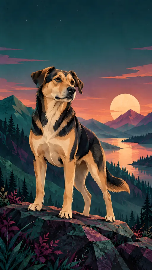 Geometric Mixed-Breed Portrait — Pets wallpaper