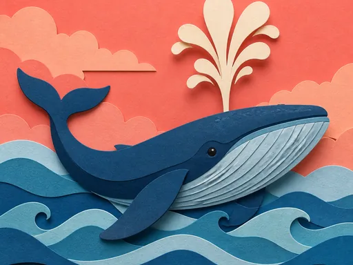 Broad Paper-cut Whale Gliding — Animals & Wildlife Galaxy Fold wallpaper