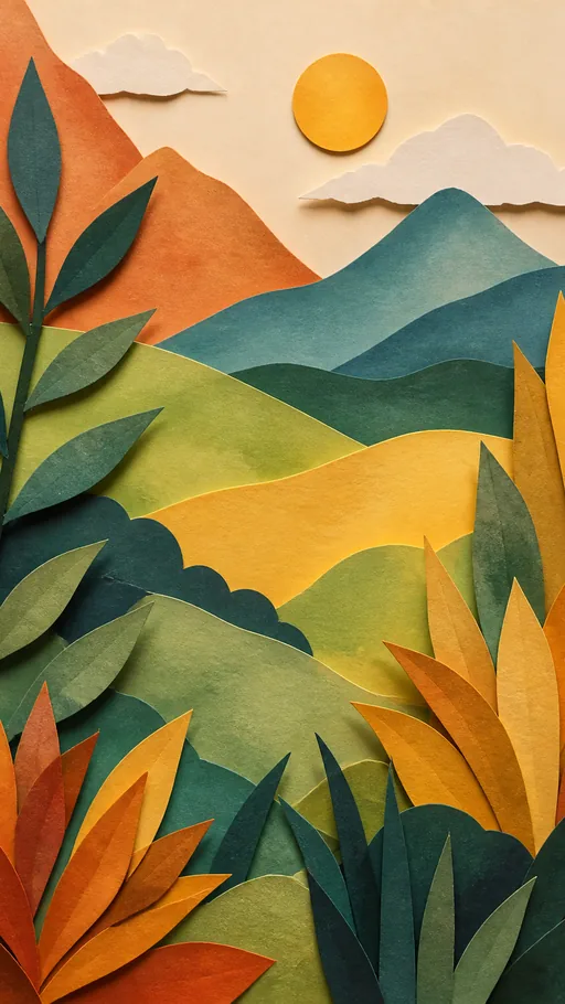 Tall Handcrafted Paper Scene — Abstract wallpaper