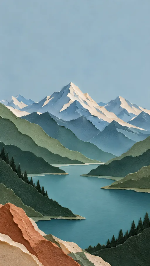 Layered Paper Mountains — Art & Illustration wallpaper