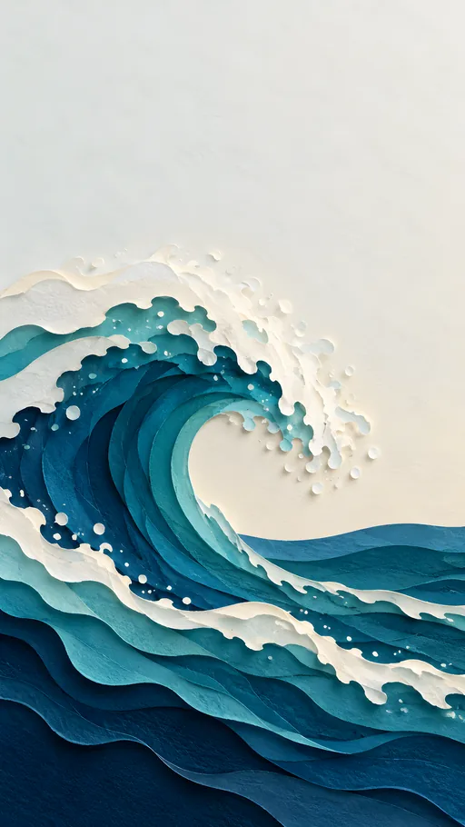 Paper-Cut Ocean Wave — Art & Illustration wallpaper