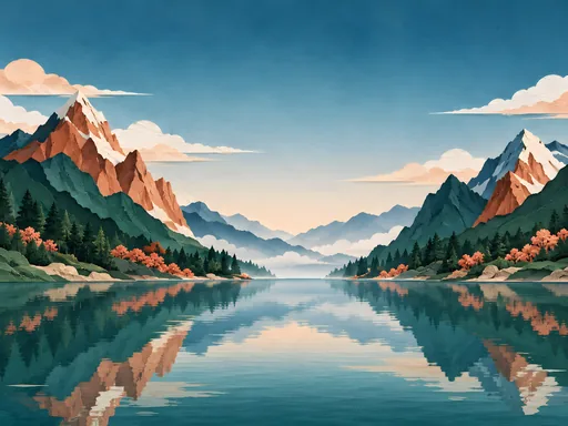 Paper Mountains and Lake — Art & Illustration wallpaper