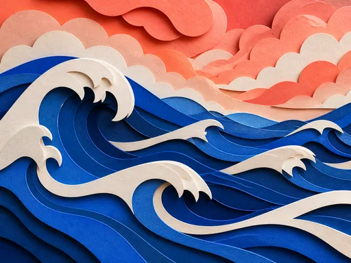 Layered Paper Ocean — Art & Illustration Galaxy Fold wallpaper