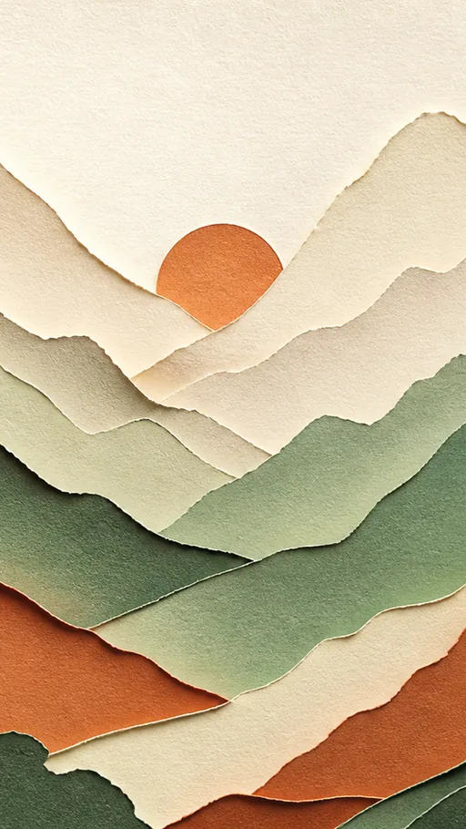 Layered Cut-paper Mountain Valley — Art & Illustration wallpaper