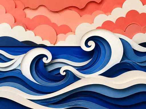 Layered Paper Ocean — Art & Illustration Galaxy Fold wallpaper
