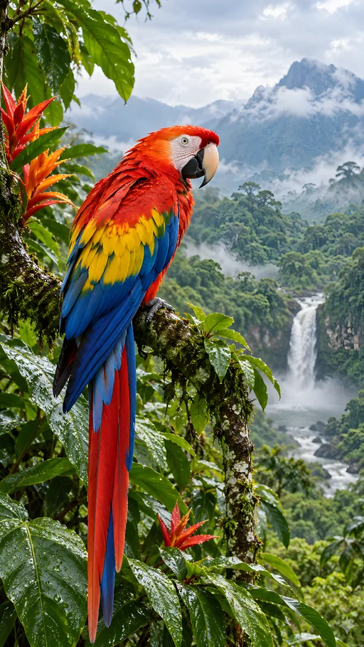 Scarlet Macaw After Rain — Animals & Wildlife wallpaper