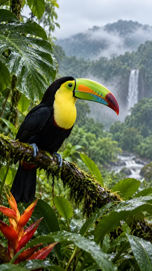 Toucan Among Tropical Leaves — Animals & Wildlife wallpaper