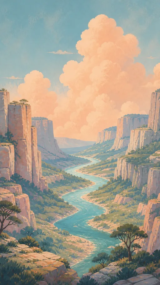 Tall 2D Animated Landscape — Art & Illustration wallpaper