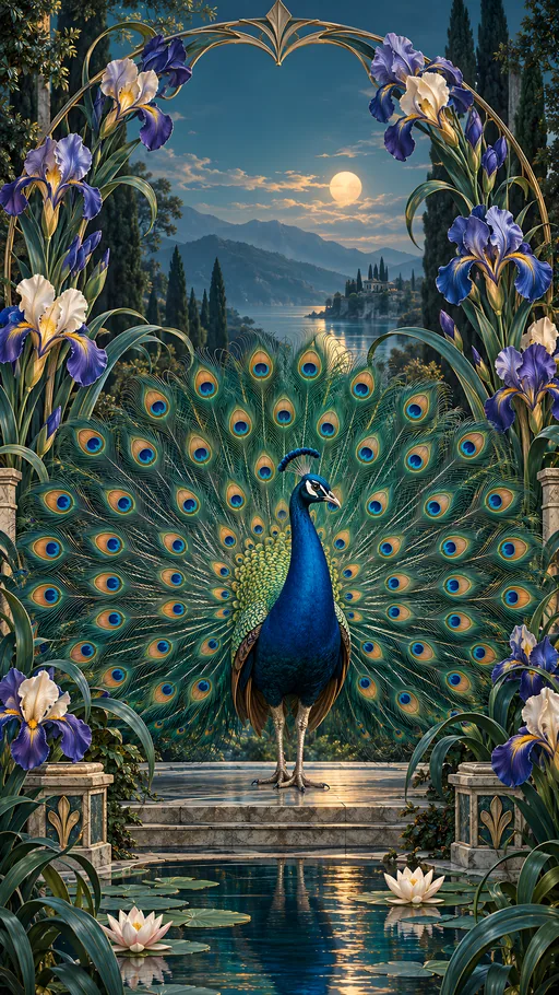 Blue Peacock in Full Display — Animals & Wildlife wallpaper