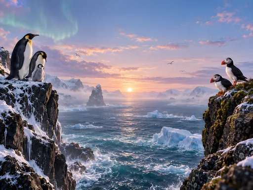 Puffins on the Cliff Ledges — Animals & Wildlife wallpaper