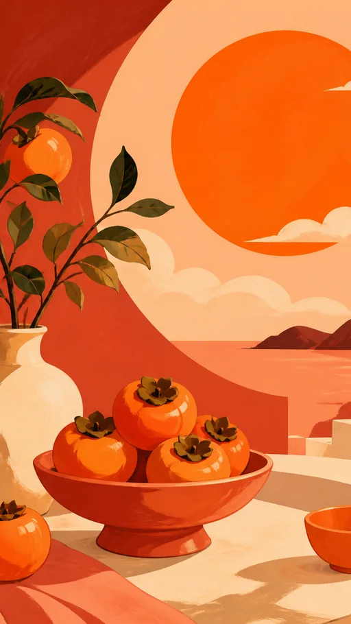 Persimmon-orange Illustrated Objects Coral Shadows And — Minimal & Color wallpaper