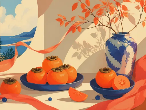 Persimmon-orange Illustrated Objects Coral Shadows And — Minimal & Color wallpaper