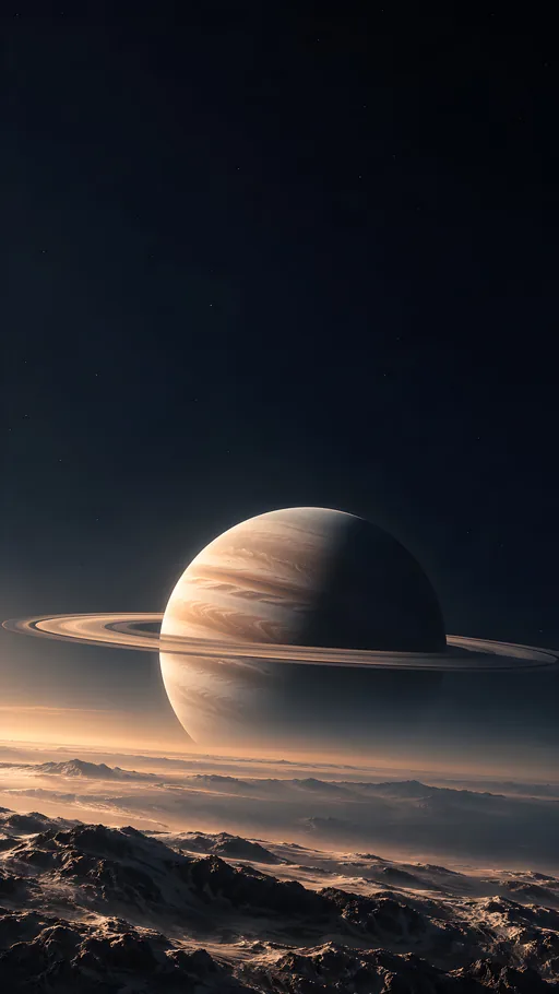 Ringed Planet Edge-On — Space wallpaper