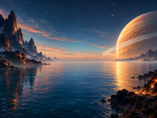 Alien Sea and Planet Glow — Space wallpaper
