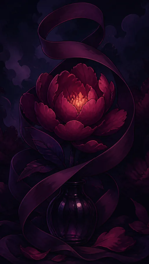 Dark Plum Illustrated Forms Burgundy Petals — Minimal & Color wallpaper