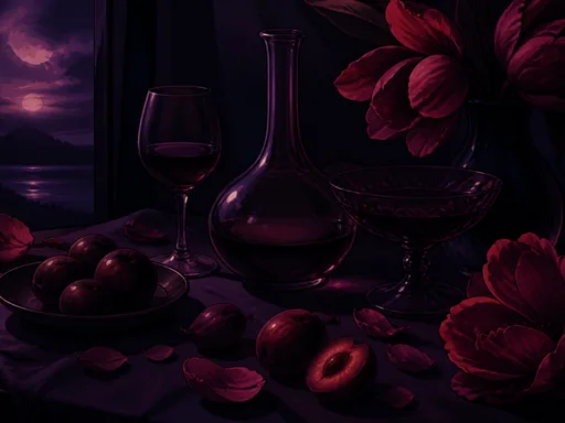 Dark Plum Illustrated Forms Burgundy Petals — Minimal & Color wallpaper