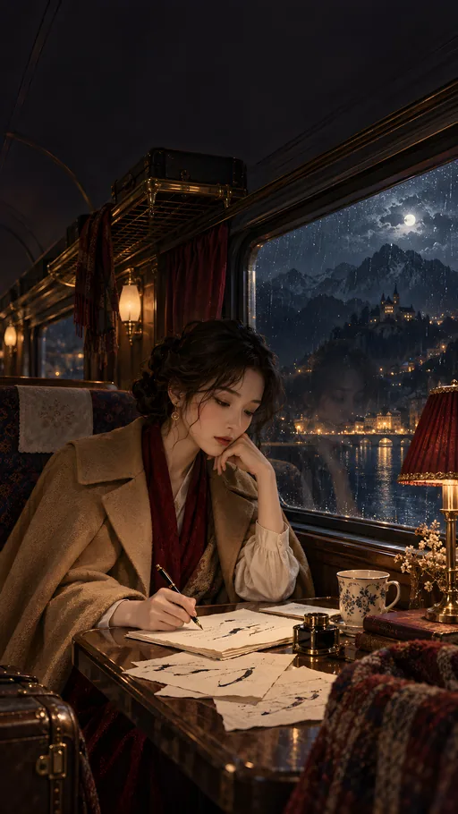 Writing on a Night Train — People & Portraits wallpaper