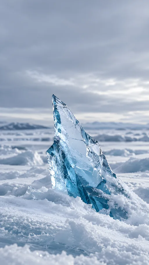 Blue Ice Shard in the Snow — Nature & Landscapes wallpaper