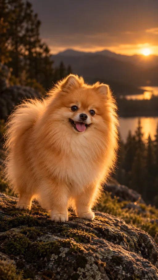 Pomeranian in Amber Backlight — Pets wallpaper