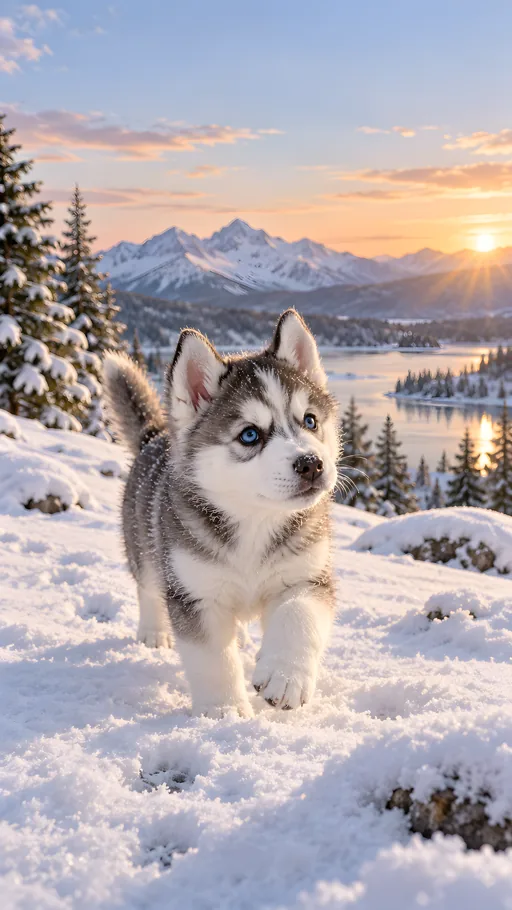 Husky Puppy's First Snow — Pets wallpaper